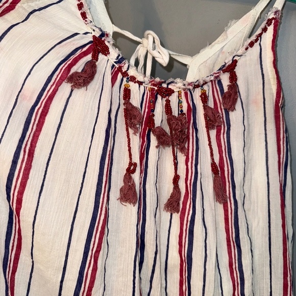 Free People Beaded Tassel Fringe Boho Striped Maxi Dress Size Small - Picture 3 of 10